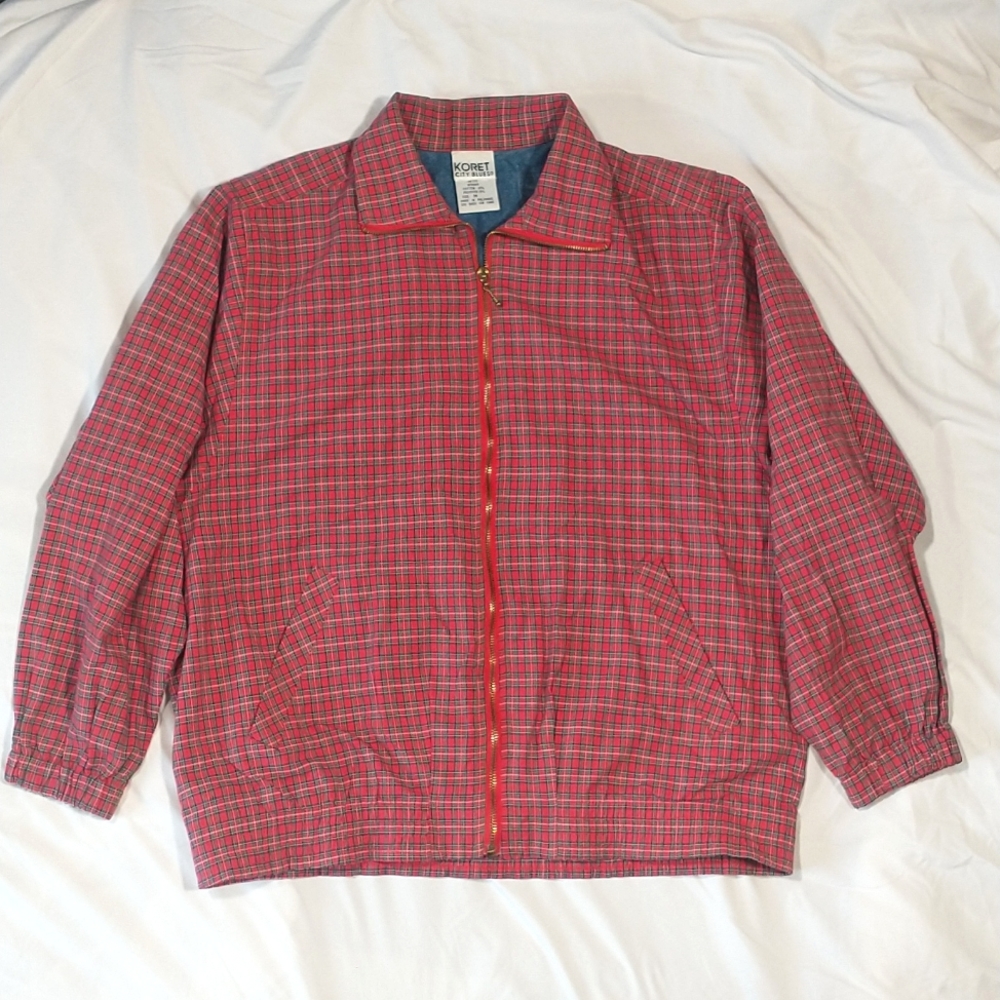 Koret City Blues plaid bomber jacket